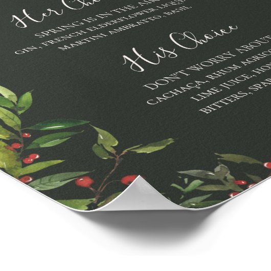 ホリデーシック植物学ダークグリーンシグネチャードリンク ポスター (角)