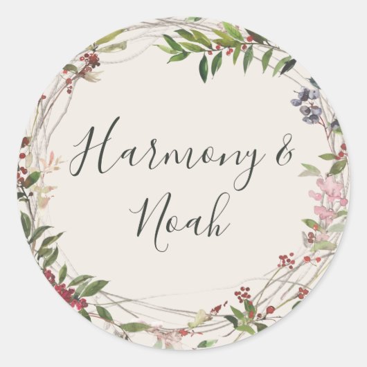 ホリデーシック植物学 |シャンパン封筒用シール ラウンドシール (正面)