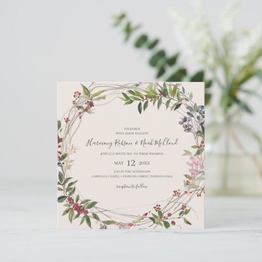 ホリデーシック植物学 |シャンパーニュ結婚スクエア 招待状 (スタンド正面)