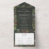 ホリデーシック植物学 |ダークグリーンシールと送信 オールインワン招待状 (内側)