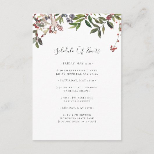 ホリデーシック植物学 |ホワイトスケジュールイベント エンクロージャーカード (正面)