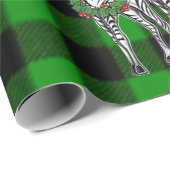 ホリデーシマウマ、クリスマスリース、グリーンプレイド ラッピングペーパー (ロールコーナー)