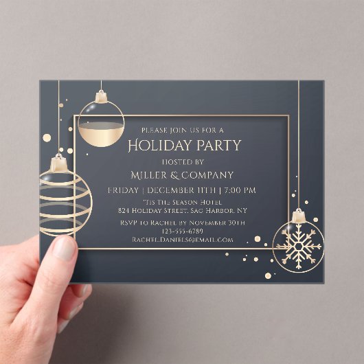 ホリデーシモダンック企業のクリスマスパーティー アクリル招待状 (インサイチュ (ポータブル))