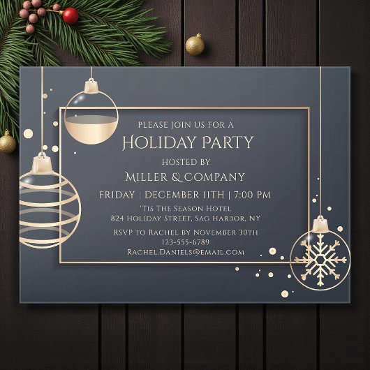 ホリデーシモダンック企業のクリスマスパーティー アクリル招待状
