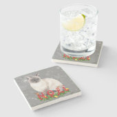 ホリデーシャメネキャットウォーター色 ストーンコースター (横)