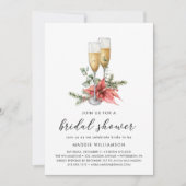 ホリデーシャンパンポインセチアブライダルシャワー 招待状 (正面)