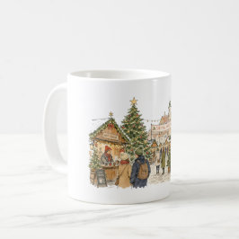 ホリデーショッピング好きのためのクリスマスマーケットシーン コーヒーマグカップ