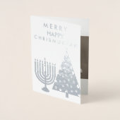 ホリデーシルバークリスムカメリーーあなたの写真を追加 箔カード (正面)