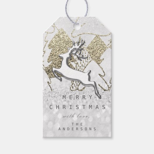 ホリデーシルバースノンスノーグレークリスマストインデナー3D ギフトタグ (正面)