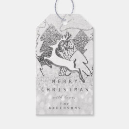 ホリデーシルバースパークグレークリスマストインデナー3D ギフトタグ