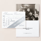 ホリデーシルバータイポグラフィ追加フォトカスタム年 箔カード (ディスプレー)