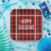 ホリデーシルバーティンセル付きのバフロー柄 ペーパープレート (パーティー)