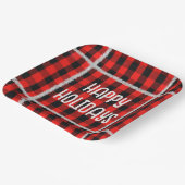 ホリデーシルバーティンセル付きのバフロー柄 ペーパープレート (傾斜あり)