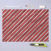 ホリデーシルバーフォイルと赤いクリスマスストライプのクリスマス 薄葉紙 (クラフト)