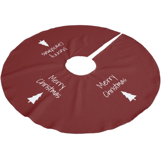 ホリデーシンプルタイポグラフィレッド ブラッシュドポリエステルツリースカート (アングル)