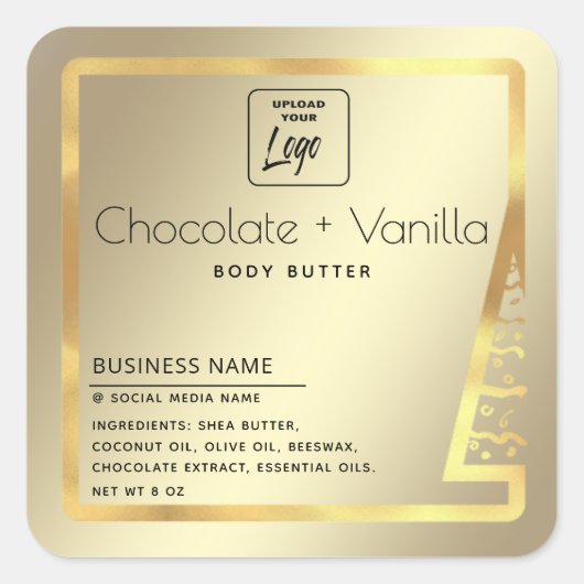 ホリデーシンプル金ゴールドモダンラグジュアリープロダクトスクエア スクエアシール (正面)