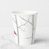 ホリデーシンプル(鳥)ショウジョウコウカンチョウウィンターレッド樺の木ツリー 紙コップ (裏面)