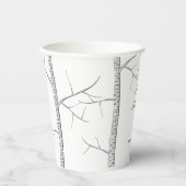 ホリデーシンプル(鳥)ショウジョウコウカンチョウウィンターレッド樺の木ツリー 紙コップ (正面)