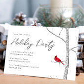 ホリデーシンプル(鳥)ショウジョウコウカンチョウレッド樺の木ツリーQRコード 招待状