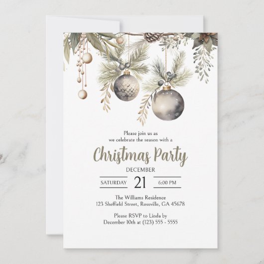 ホリデーシーエレガントズンクリスマスパーティー 招待状 (正面)