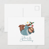 ホリデーシーズンだもの、ゆっくりして - ナマケモノ ポストカード (正面/裏面)