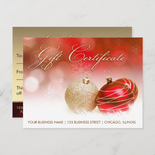 ホリデーシーズンとクリスマスプレゼント証明書 ポストカード (正面/裏面)