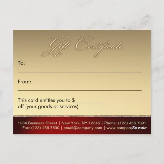 ホリデーシーズンとクリスマスプレゼント証明書 ポストカード (裏面)