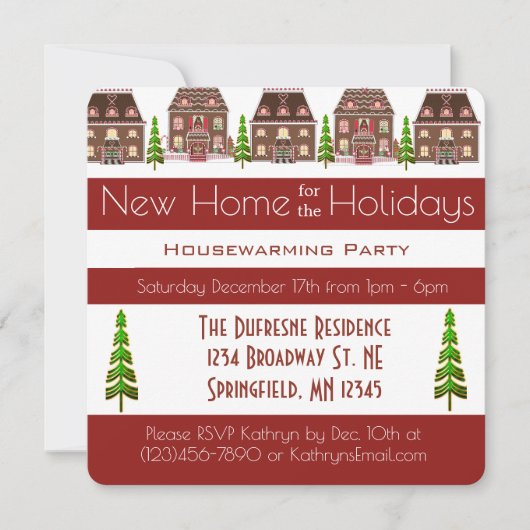 ホリデーシーズンにおすすめの新居祝いパーティー 招待状 (正面)