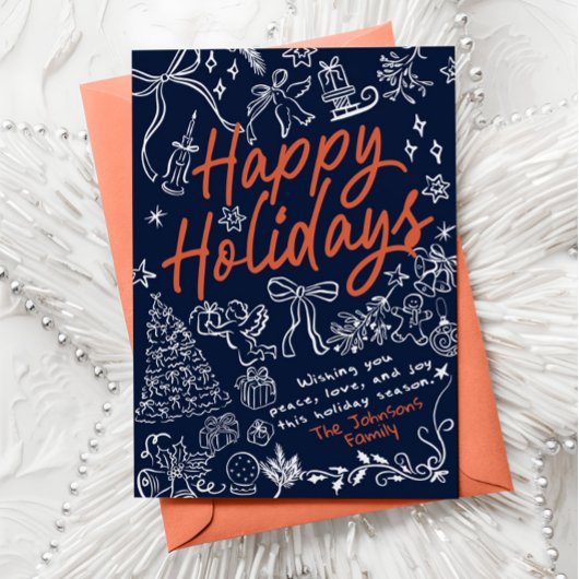 ホリデーシーズンにぴったりな手描きのポストカード シーズンカード