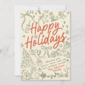 ホリデーシーズンにぴったりな手描きのポストカード シーズンカード (正面)