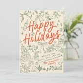 ホリデーシーズンにぴったりな手描きのポストカード シーズンカード (スタンド正面)