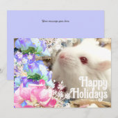 ホリデーシーズンにぴったりな白ハムスターとスイートピー シーズンカード (正面/裏面)