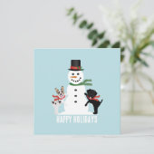 ホリデーシーズンにぴったりな雪だるまを作る犬たち カード (スタンド正面)