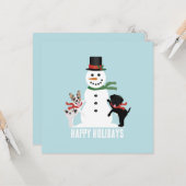 ホリデーシーズンにぴったりな雪だるまを作る犬たち カード (正面/裏面インサイチュ)