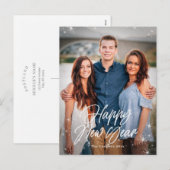 ホリデーシーズンにぴったりな、幸せな新年の写真カード シーズンポストカード (正面/裏面)