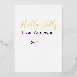 ホリデーシーズンに家族の名前を入れて、今年は紫 箔シーズンカード