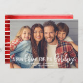 ホリデーシーズンに新しい家のお知らせ フォトクリスマスカード 招待状 (正面/裏面)