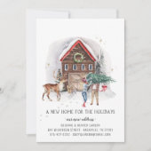 ホリデーシーズンに新しい家への引っ越しのお知らせ 案内状 (正面)