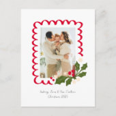 ホリデーシーズンのおしゃれなハート型貝殻フレーム写真カード シーズンポストカード (正面)