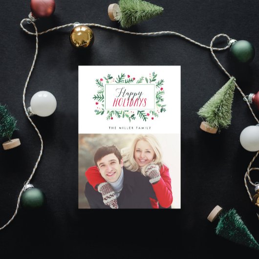 ホリデーシーズンのお祝い ボタニカルアート シーズンカード