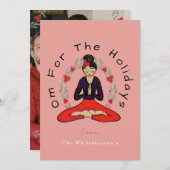 'ホリデーシーズンのオーム' ヨガとリースのホリデーカード シーズンカード (正面/裏面)