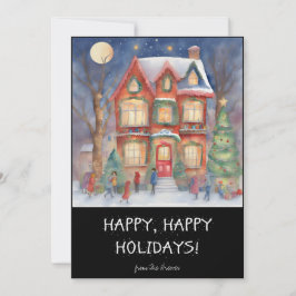 ホリデーシーズンのカラフルなウィンターショッピングシーン シーズンカード