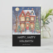 ホリデーシーズンのカラフルなウィンターショッピングシーン シーズンカード (スタンド正面)