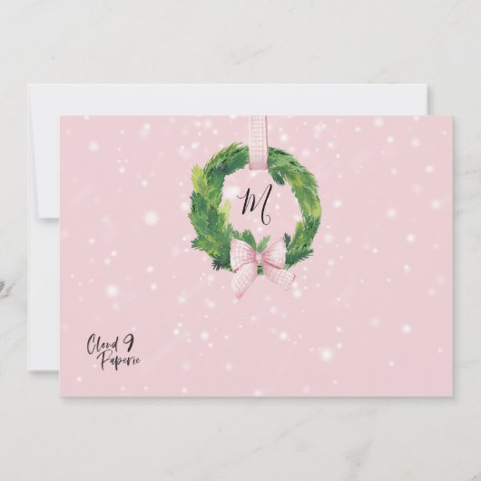 ホリデーシーズンのクラシックな玄関先を飾ったクリスマスフォトカード 招待状 (裏面)