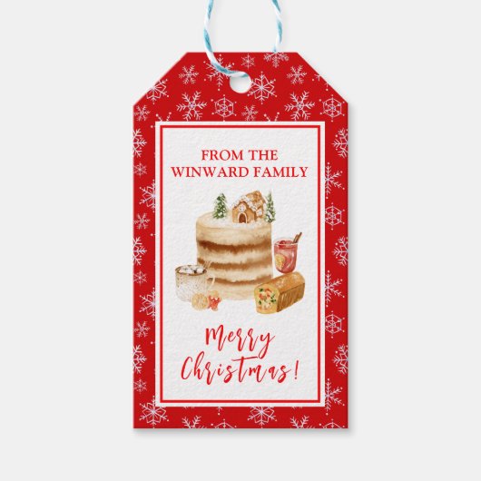 ホリデーシーズンのクリスマスケーキ ギフトタグ (正面)