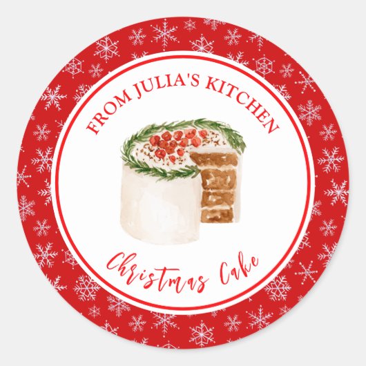 ホリデーシーズンのクリスマスケーキ ラウンドシール (正面)