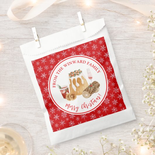 ホリデーシーズンのクリスマスプディング フェイバーバッグ (クリップ留めされた状態)