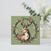 ホリデーシーズンのトナカイとリース シーズンカード (スタンド正面)