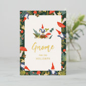 ホリデーシーズンのノーム ゴールド 箔シーズンカード (立ち正面)