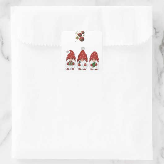 「ホリデーシーズンのノーム」ステッカー スクエアシール (バッグ)